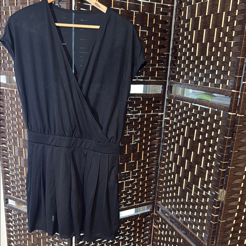 Halara V Neck Short Sleeve Side Pocket Waffle Casual Romper - Large NWT